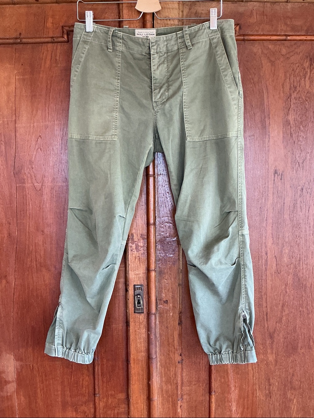 Nili Lotan Olive Green Women’s Cargo-Style Cotton Pants